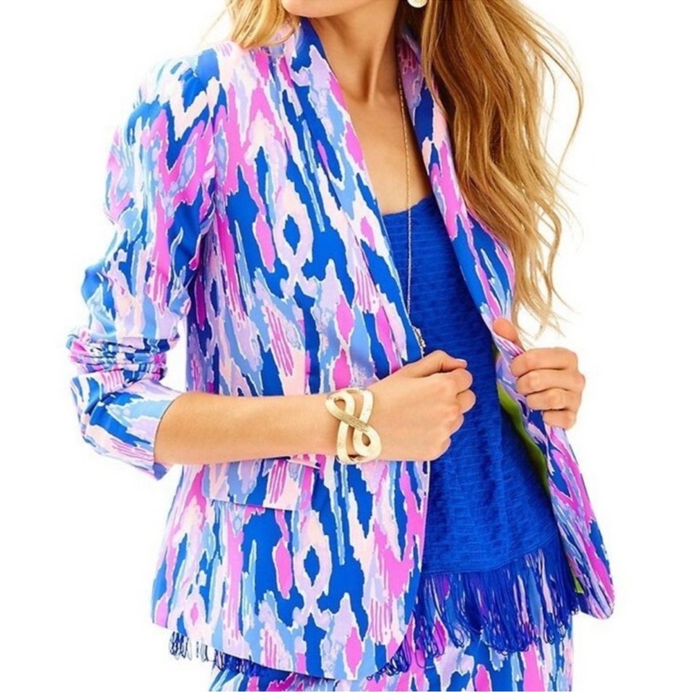 Lilly Pulitzer Saffron Blazer in Amethyst One Too Many Ikat | 8 - Picture 1 of 10